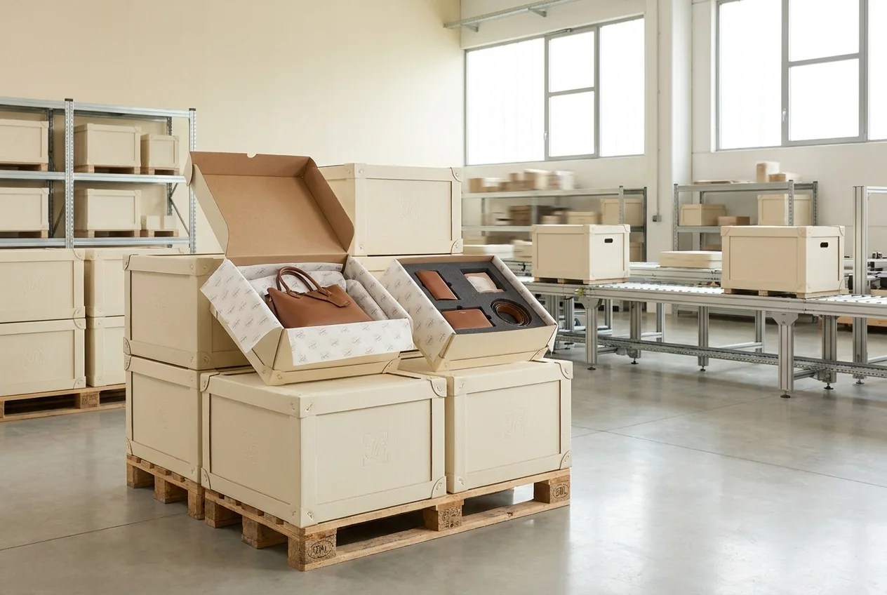 Export packing setup for premium leather goods