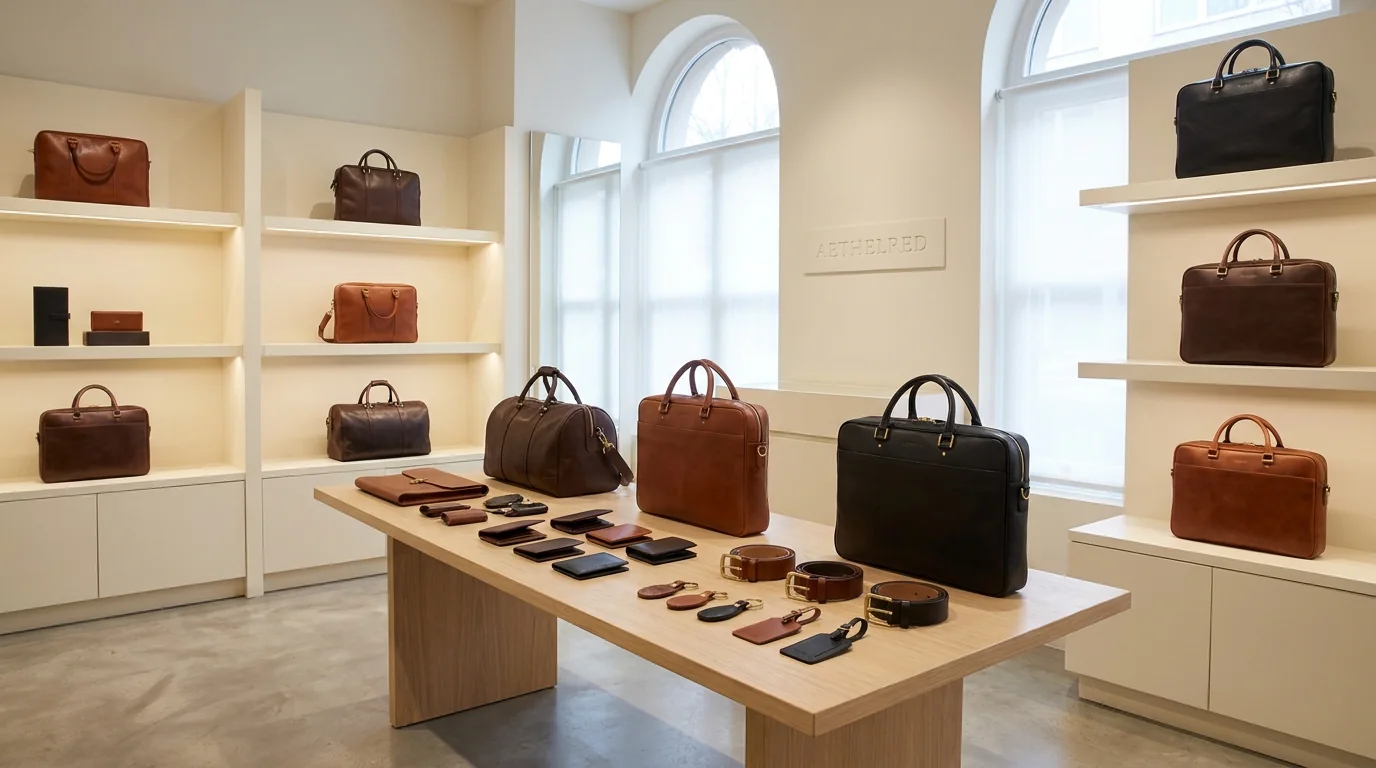 Leather craftsmanship detail for premium articles