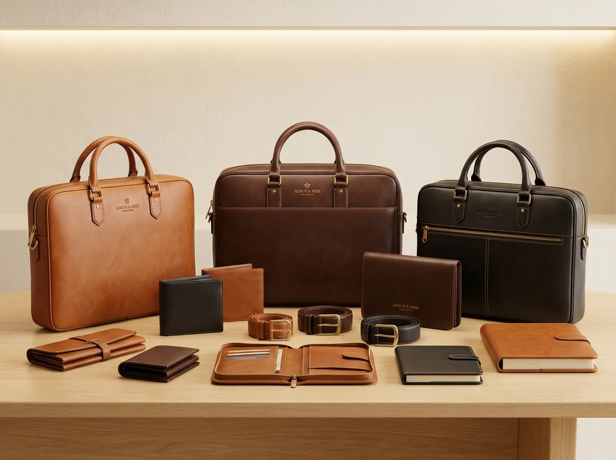 Leather office bags and executive accessories for corporate gifting