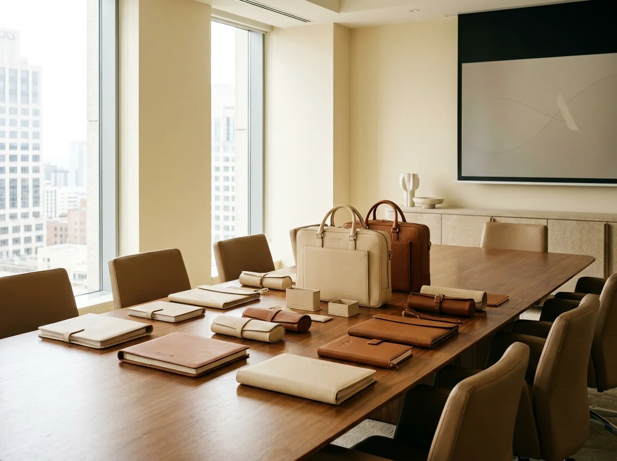 Custom branded leather gifts with premium packaging